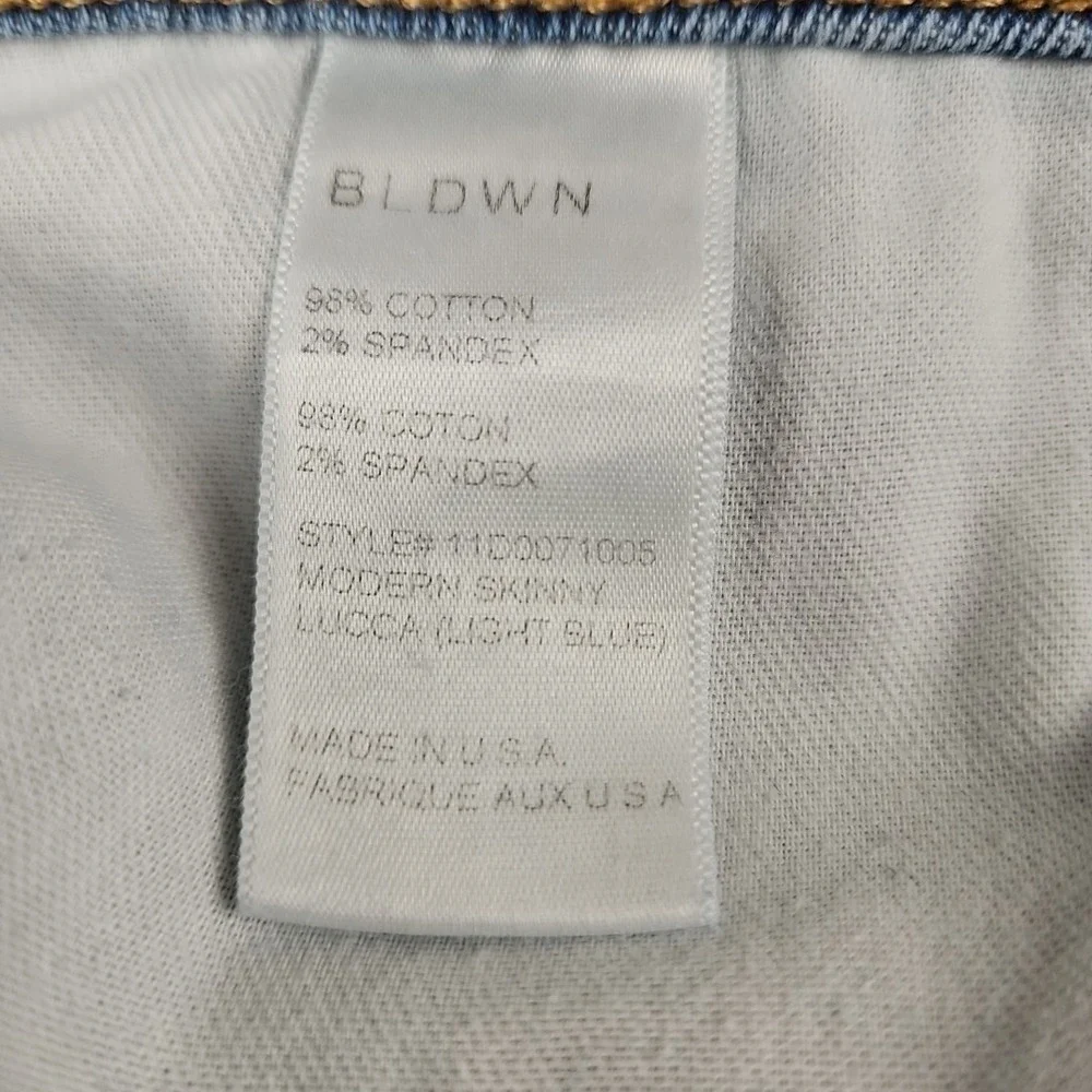BLDWN Baldwin Light Wash Faded Streetwear Lucca Modern Skinny Leg Jeans Sz 32x34